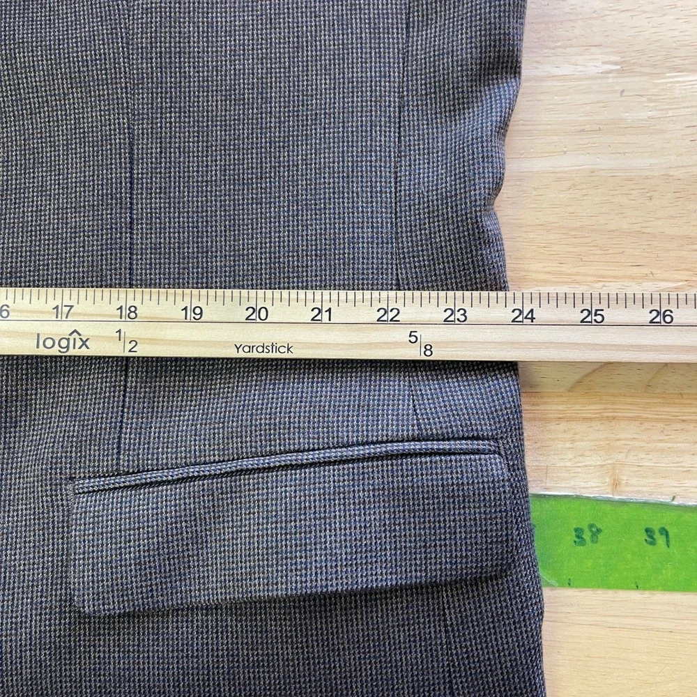 Lauren Ralph Lauren 46R Brown Micro‎ Check Blazer Viscose Sport Coat Suit Jacket